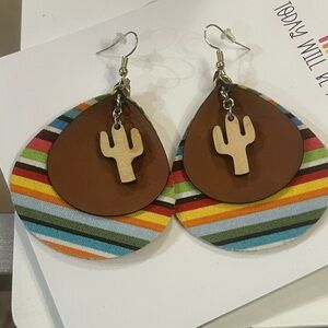 Striped Brown Cactus Earrings